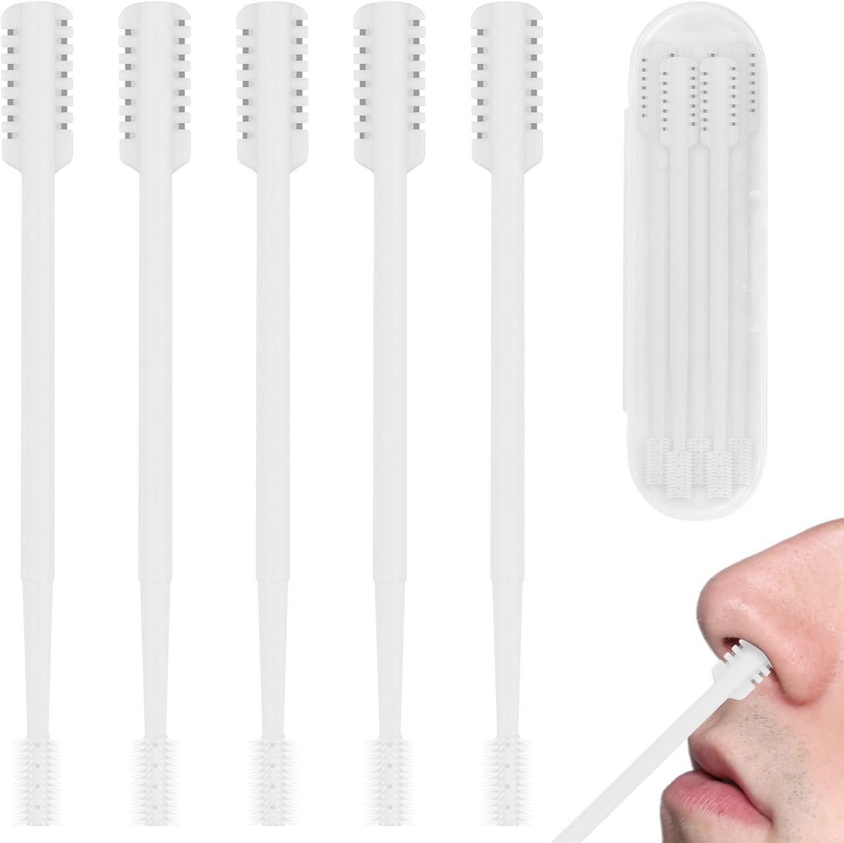 Set van 5 2-in-1 Neus- en Oortrimmer Set, Dubbelzijdig en 360° Roterend