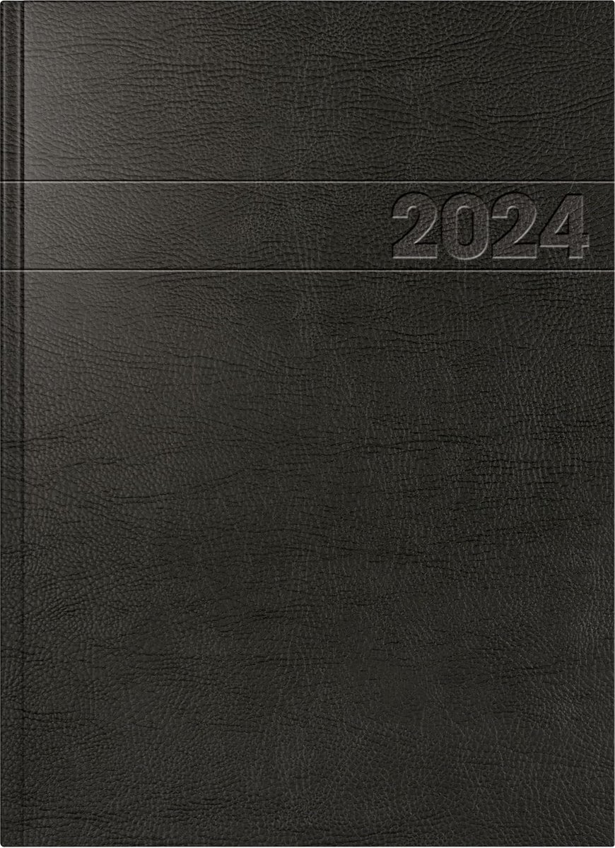 Dagagenda A4 2024 - 1 dag per pagina - zwart