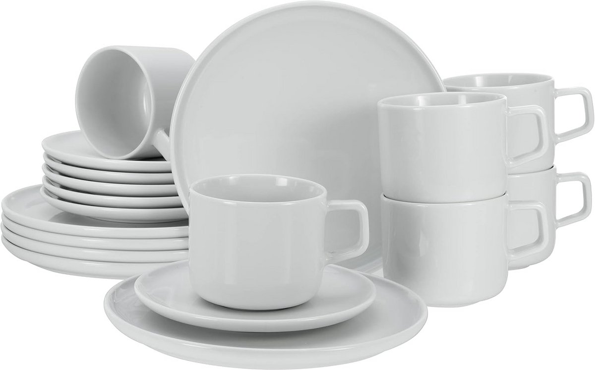 18-delig Wit Koffieservies Set van Premium Porselein