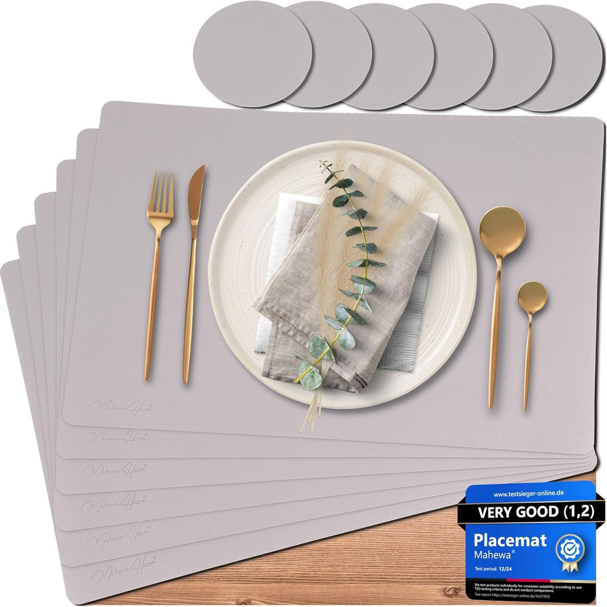 Set van 6 Luxe Imitatieleer Placemats Vierkant - Afwasbaar en Waterdicht