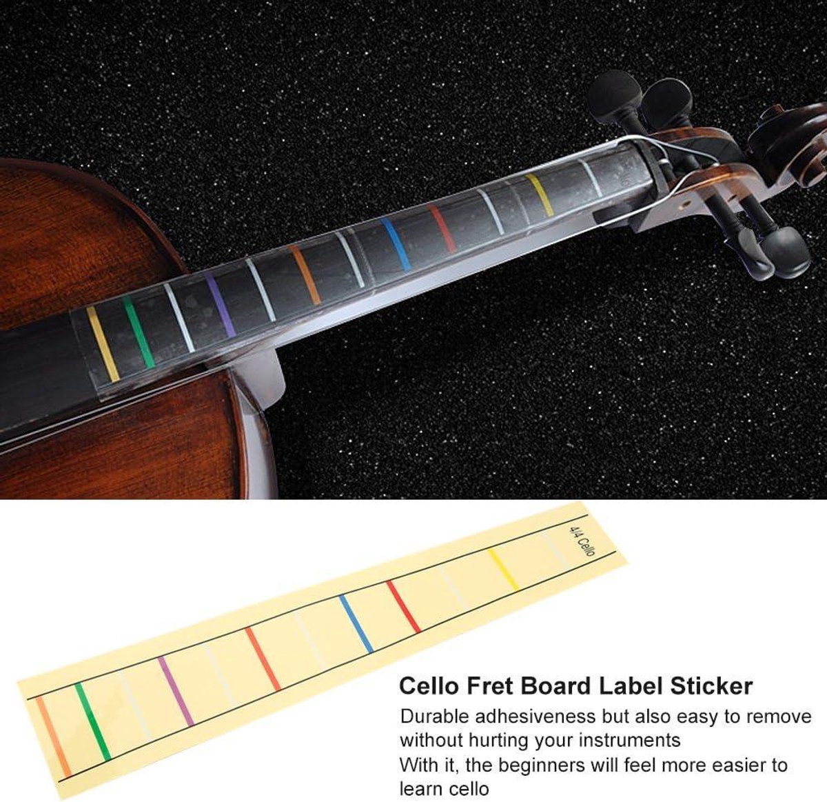 Vingerbord Sticker voor Cello - Praktijk Markers voor Beginners 4/4 - Handige Vinger Gids