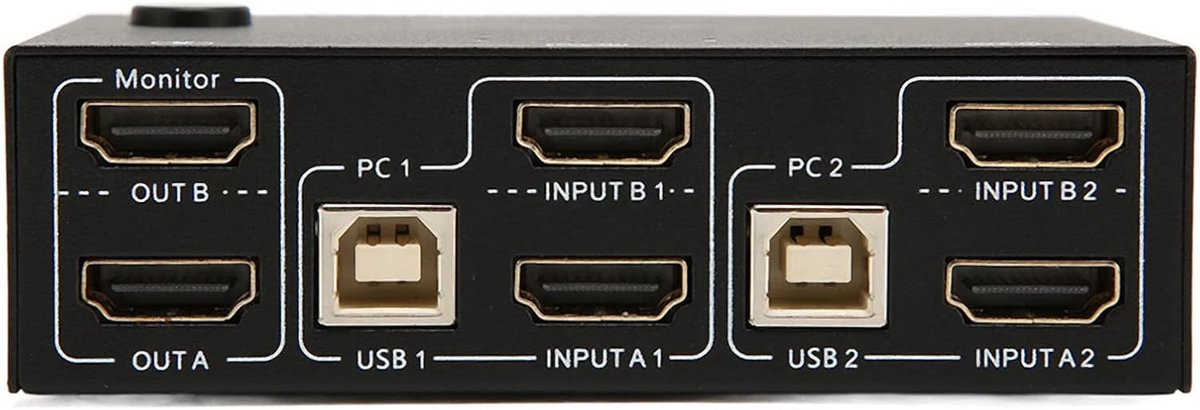 2-poorts HDMI KVM-switch voor 2 pc's, dual monitor 4K 30Hz, 1080p 60Hz, HDCP 2.0