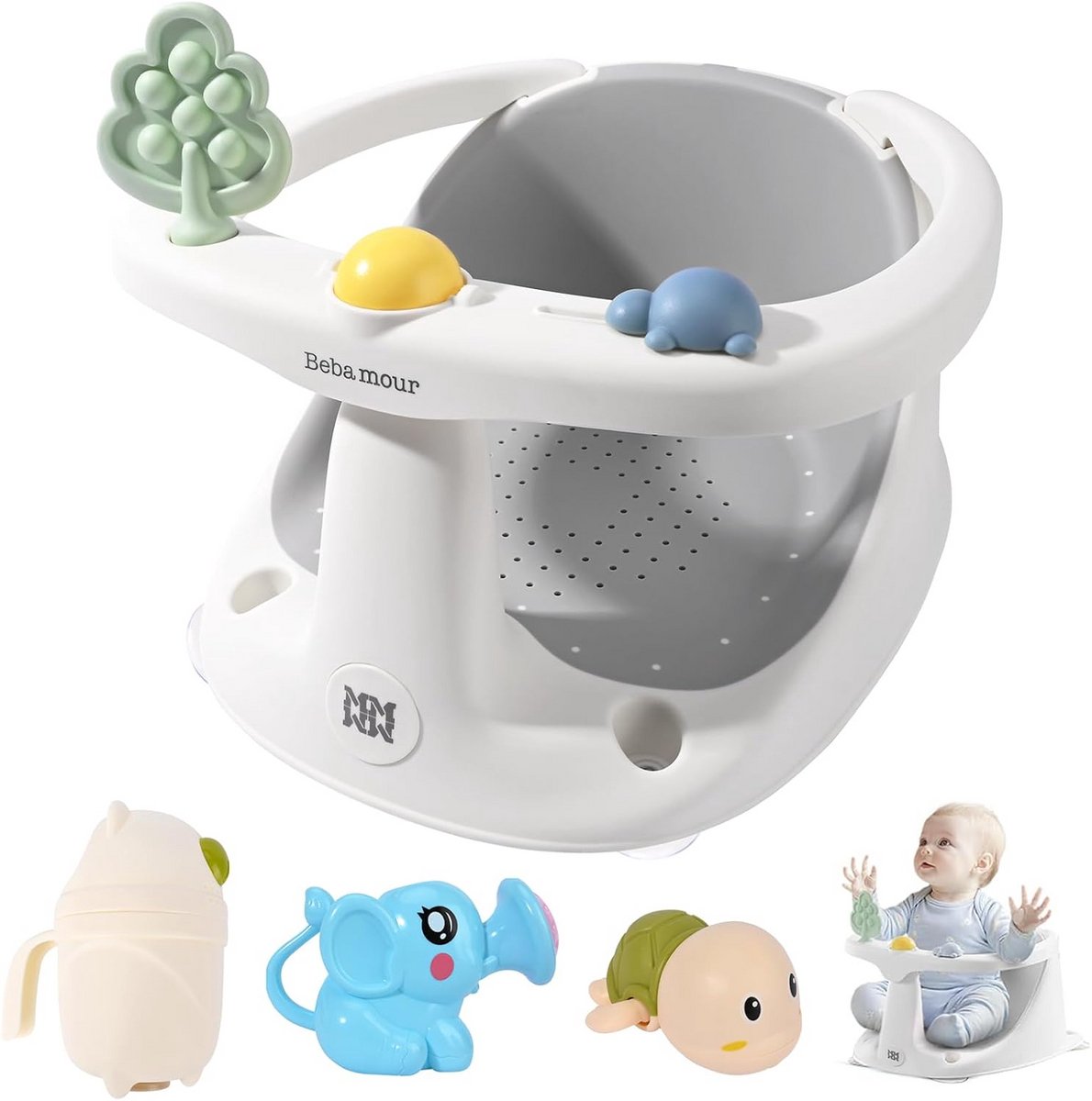 Opvouwbare Babybadstoel 6-36 Maanden - Antislip, Verstelbaar & Inclusief Waterkan