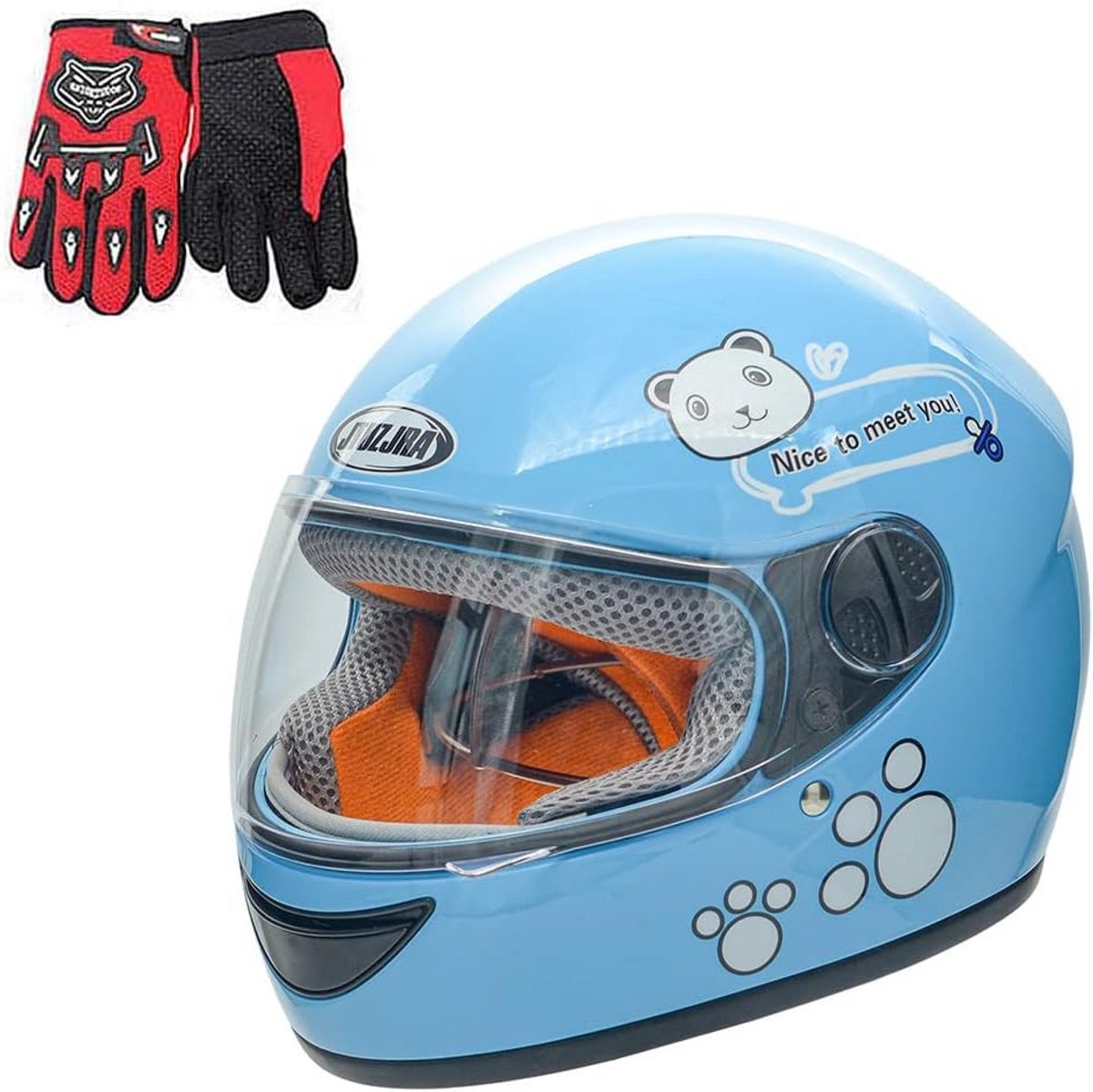 Kinder Motorhelm voor Jongens en Meisjes - Veilige Open Gezicht Helm met Handschoenen