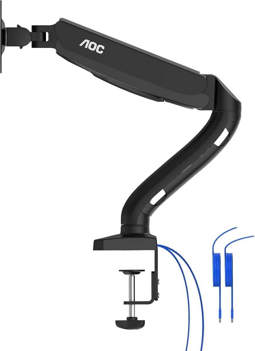Monitorstandaard Enkelarm Gasveer USB Hub Hoogte Verstelbaar