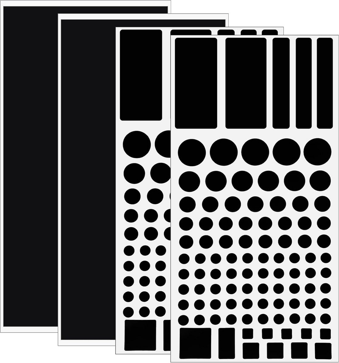 4 Vellen Lichtblokkerende Stickers voor LED Indicatielampjes, Zelfklevend Zwart Afplakfolie voor Apparaten