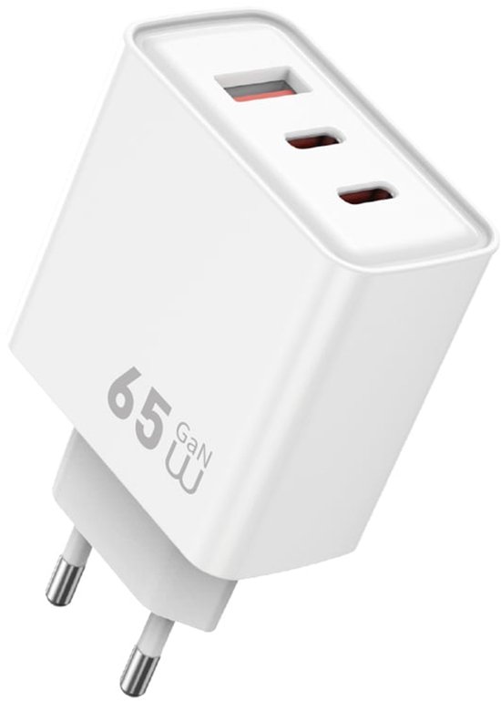 WiWU 65W snellader – Driepoorts Charger zonder Kabel – Wit