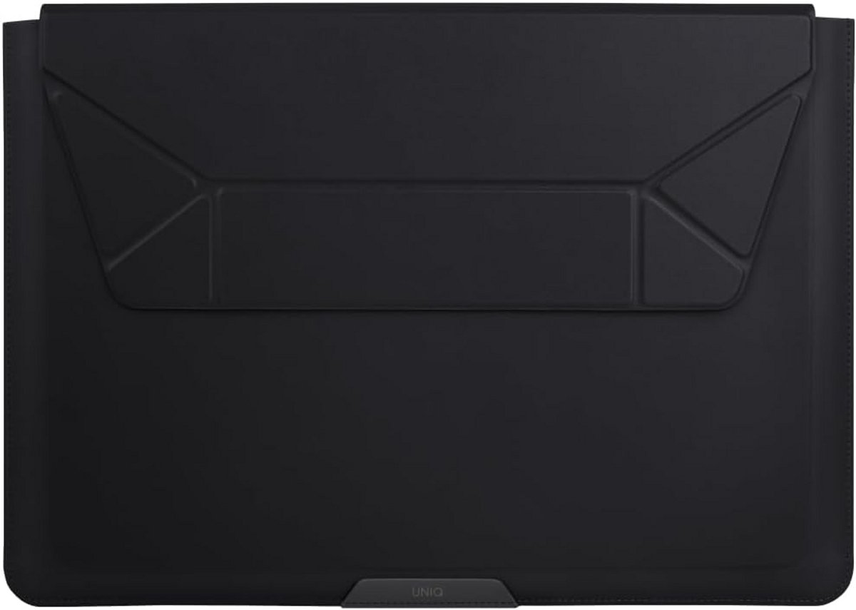Beschermende Laptop Sleeve met Ingebouwde Opvouwbare Standaard voor Laptops tot 14 Inch (Zwart)