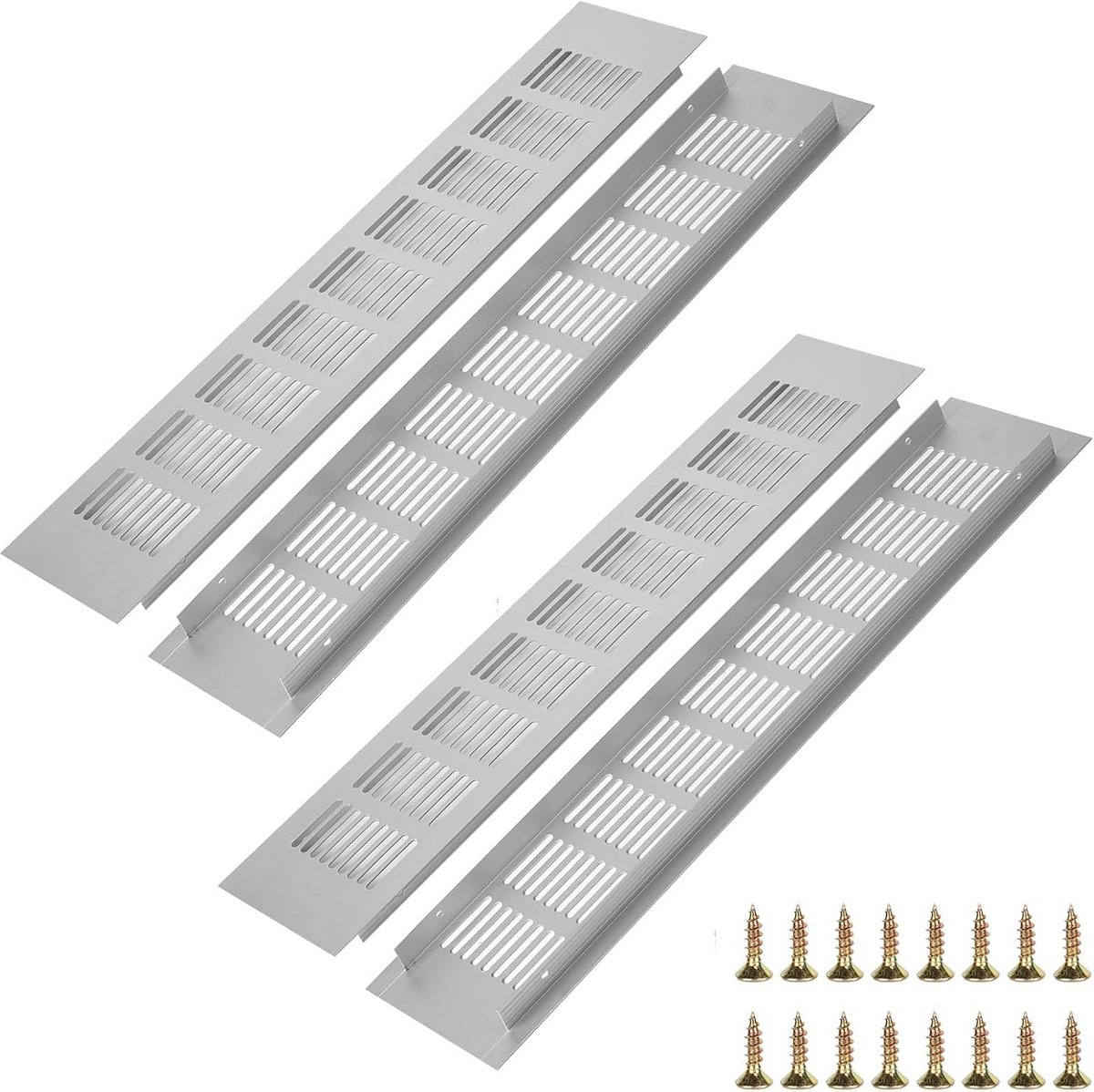 Set van 4 Rechthoekige Ventilatieroosters van Aluminium voor Kasten en Badkamer 80x400 mm
