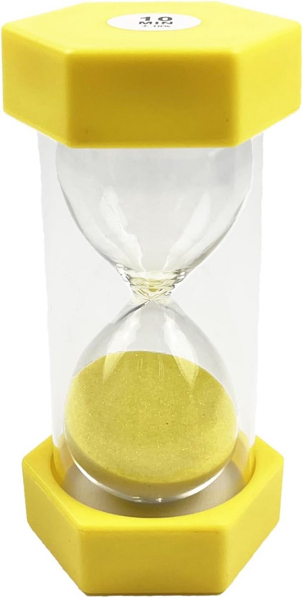 Zandloper 10 Minuten Geel voor Timer in Klaslokaal, Keuken of als Decoratie