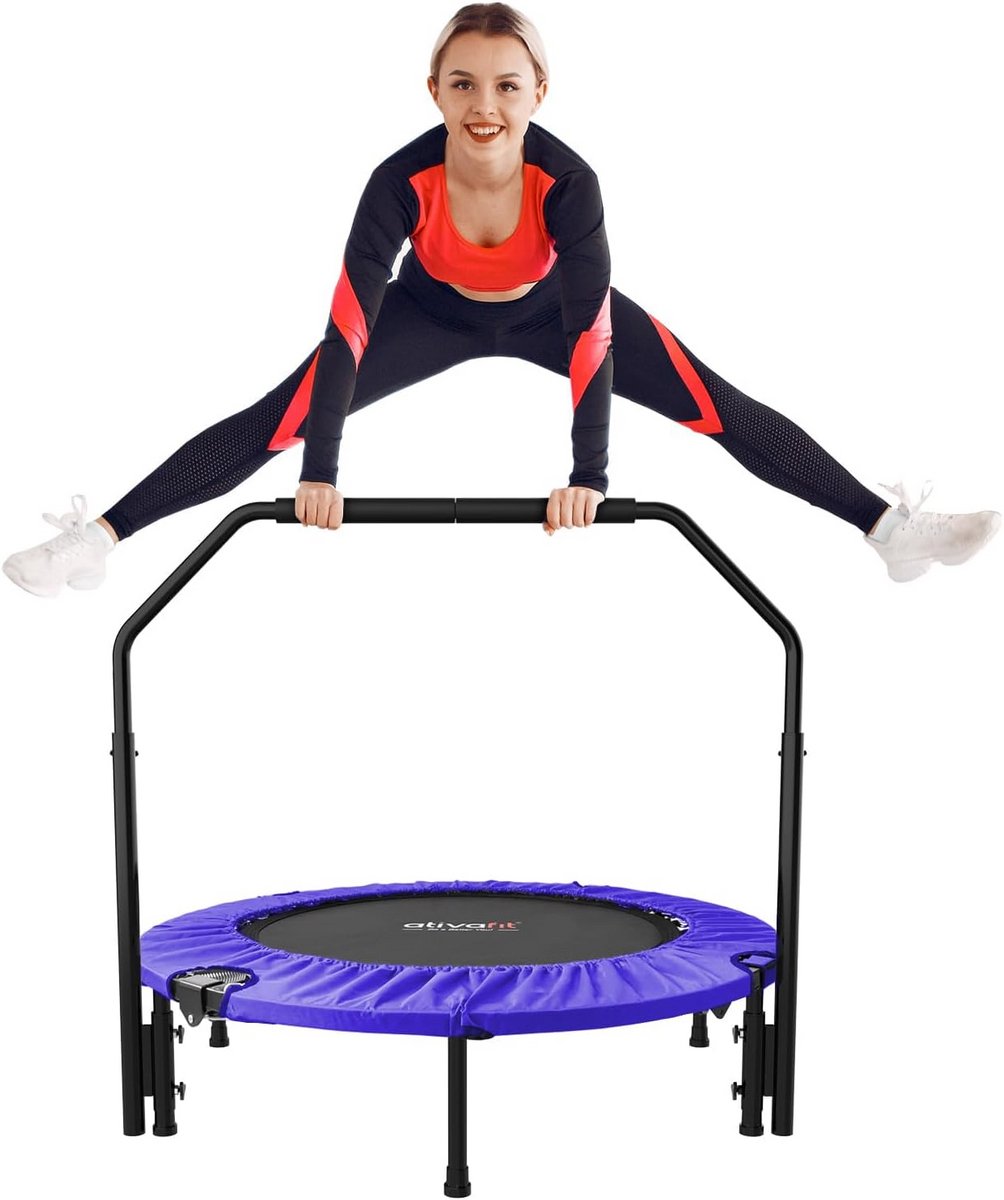 Opvouwbare Fitness Trampoline 102 cm met Verstelbaar Handvat voor Volwassenen - Binnen Trainen