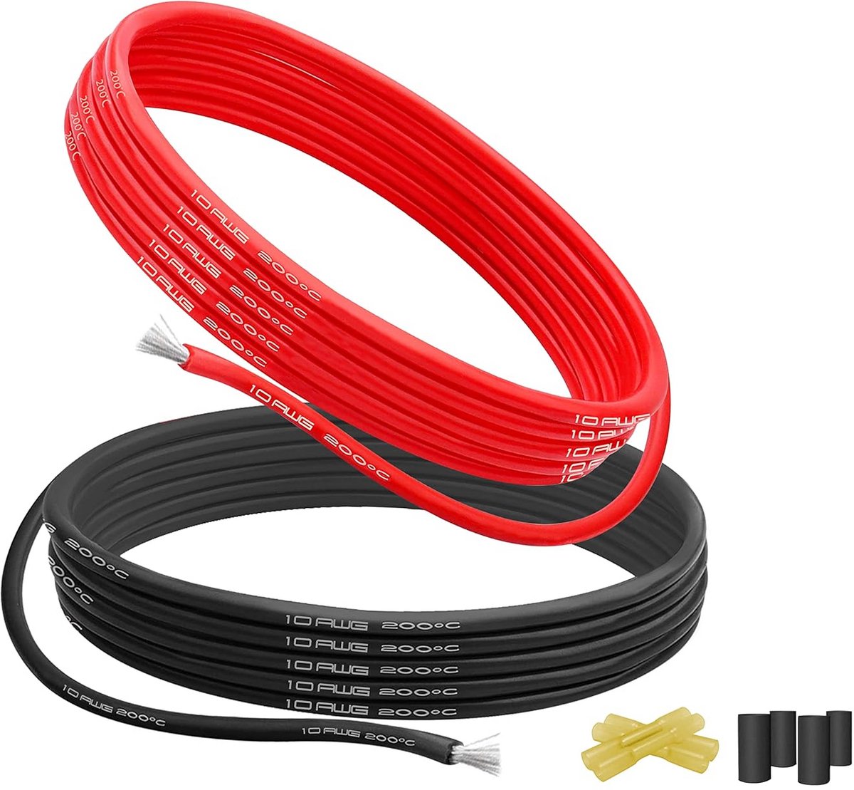 Flexibele Siliconen Elektrische Draad 5,26 mmÂ² (10 AWG) 5,2 Meter Rood Zwart