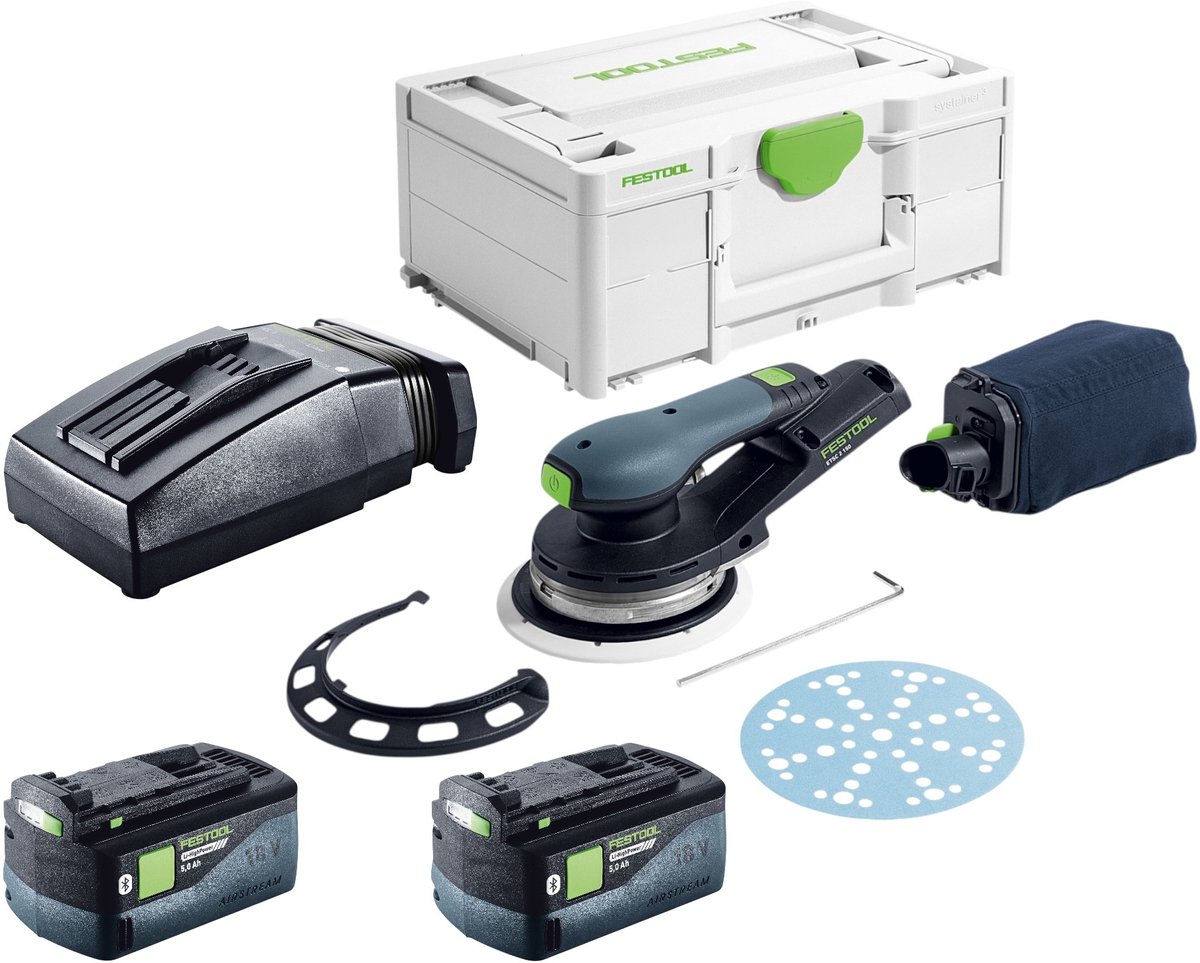 Festool ETSC 2 150-Basic accu excenterschuurmachine 18 V 150 mm borstelloos + 2x accu 5.0 Ah + lader + systainer
