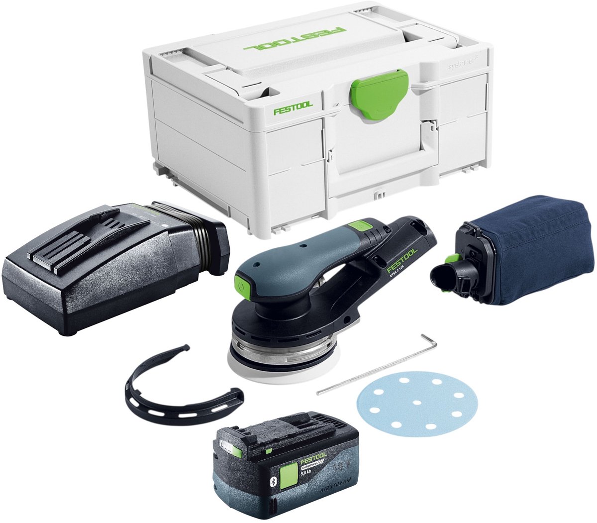 Festool ETSC 2 125-Basic accu excenterschuurmachine 18 V 125 mm borstelloos + 1x accu 5.0 Ah + lader + systainer