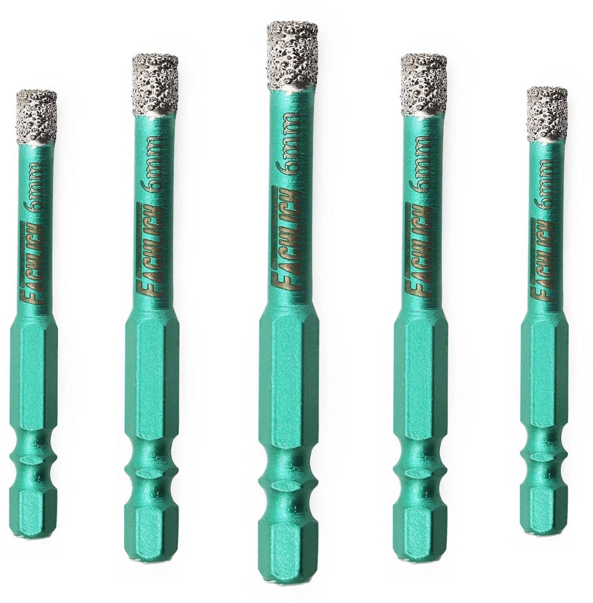 Set van 5 Diamant Tegel Boren 6mm met Zeskant Schacht voor Graniet en Marmer