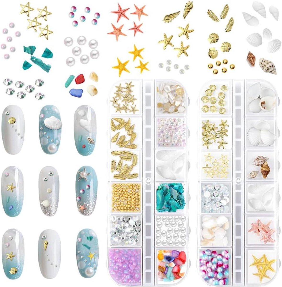 Thema Zeenagelbedels - 3D Zee Nagelstuds & Kralen - DIY Nagel Design Patches