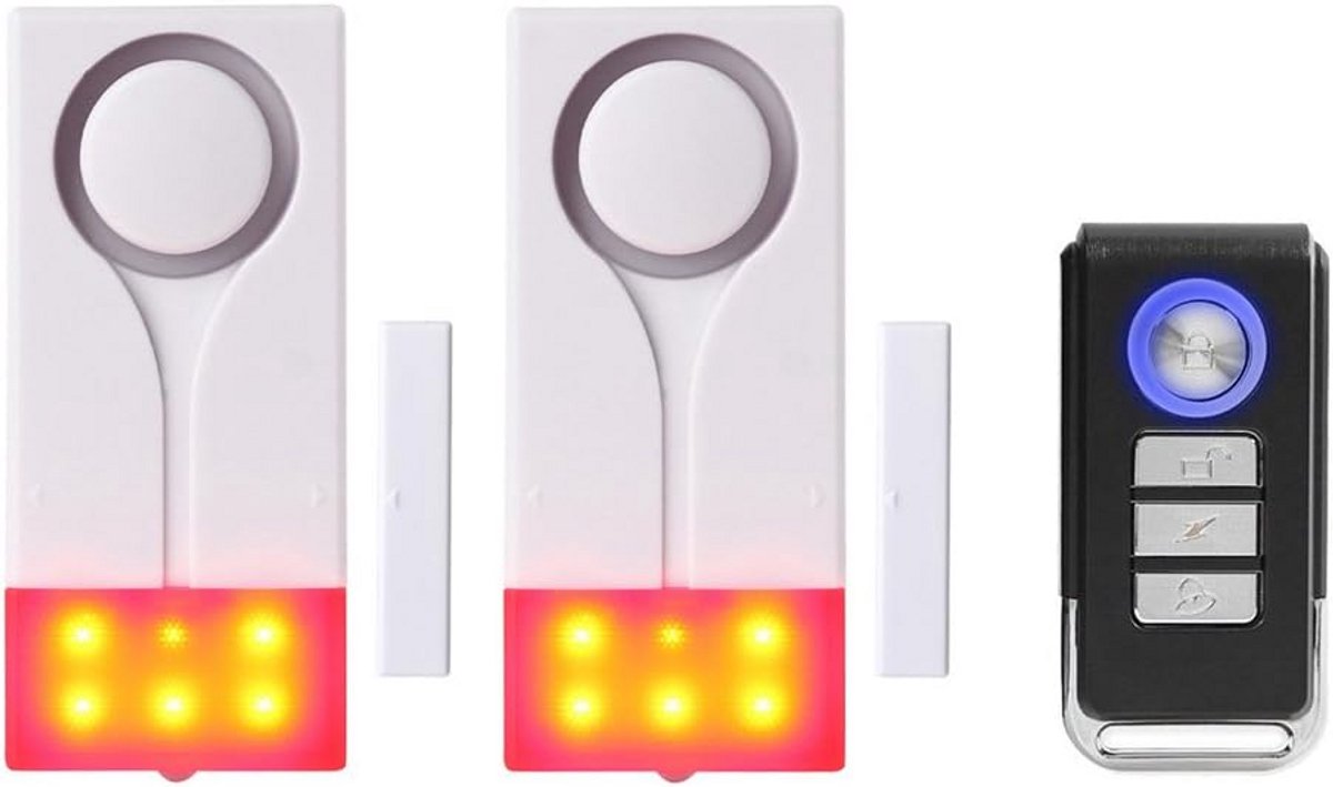 Draadloos Deur-raamalarm met Magnetische Sensor - 105dB Anti-diefstal Beveiliging voor Thuis, Kantoor en Garage - Inclusief 2 Sensoren en Afstandsbediening