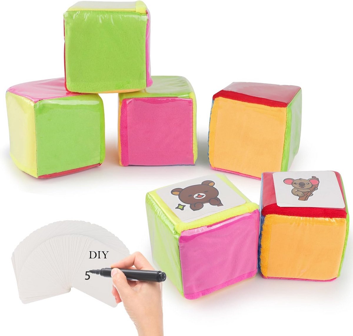 4 Stuks Zachte Schuim Educatieve Dobbelstenen met Opbergtas