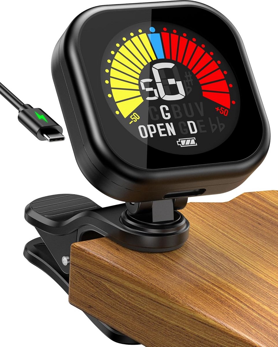 Clip-On Gitaar Stemapparaat - Nauwkeurig en Draaibaar LCD Display