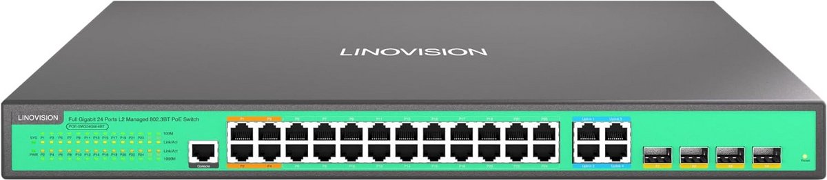 24-Poorts L2 Managed Gigabit PoE++ Switch met 370W Vermogen en Geavanceerde Functies