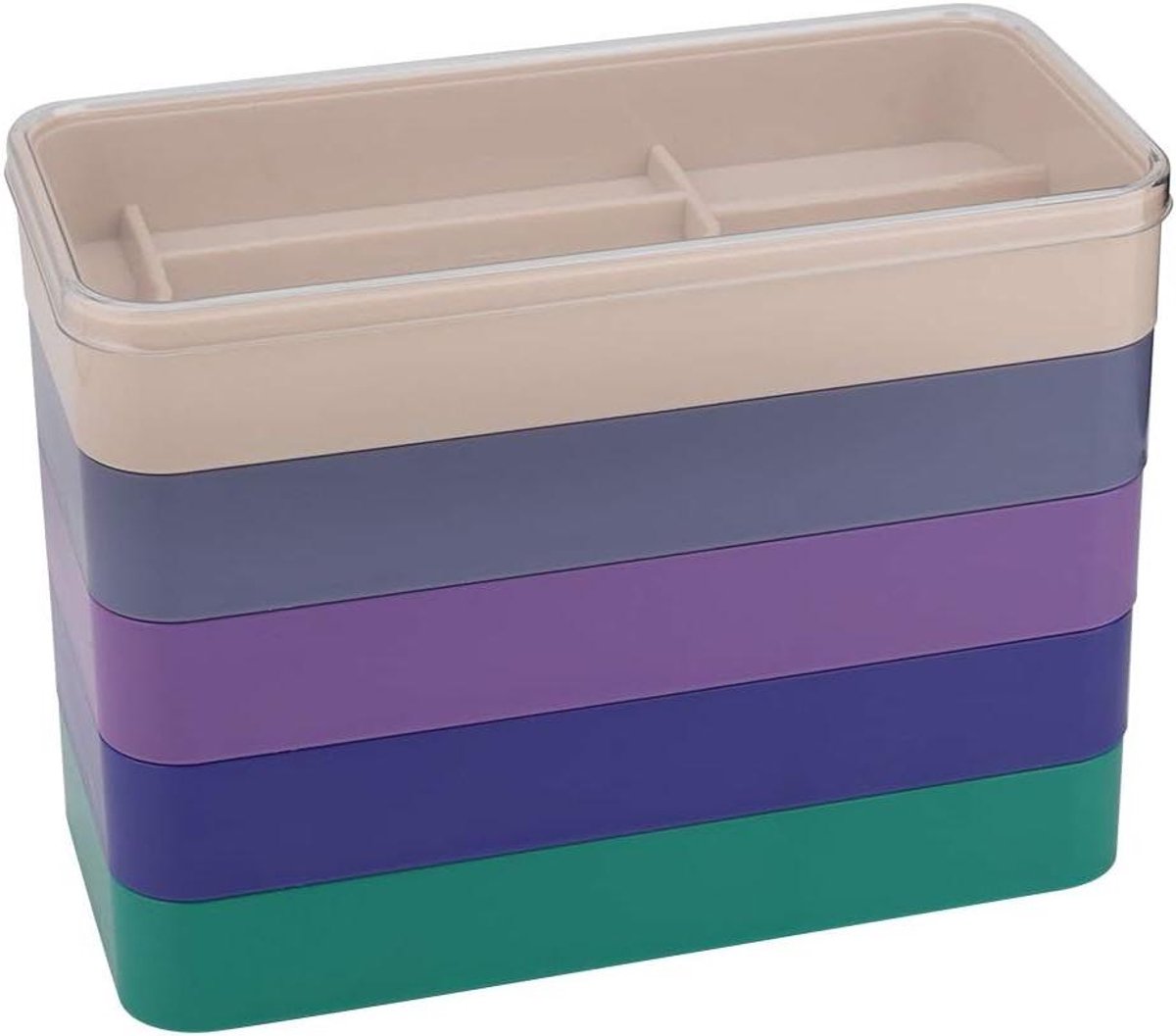 Stofbescherming opbergdoos horlogemaker reparatiegereedschap 5-laags - horlogeband schroeven - hardware onderdelen-opslag - rechthoekig.