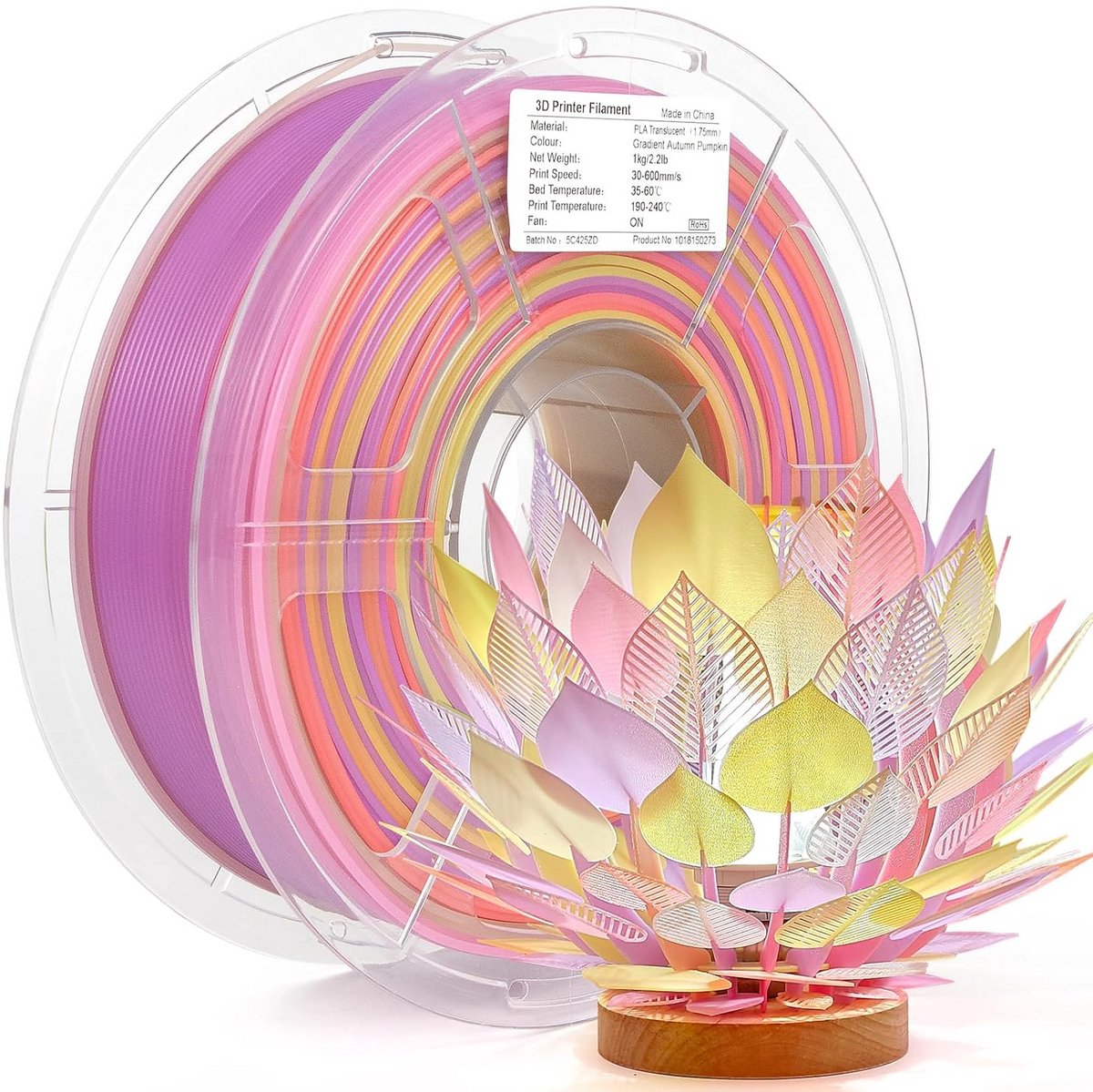 Transparant Gradiënt PLA Filament 1.75mm voor 3D-printer, 1kg