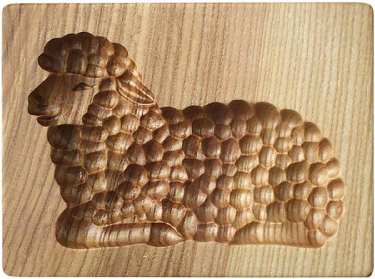 Koekjesstempelvorm schaap - Houten vorm voor muffins en chocolade - 10 x 8 x 2 cm