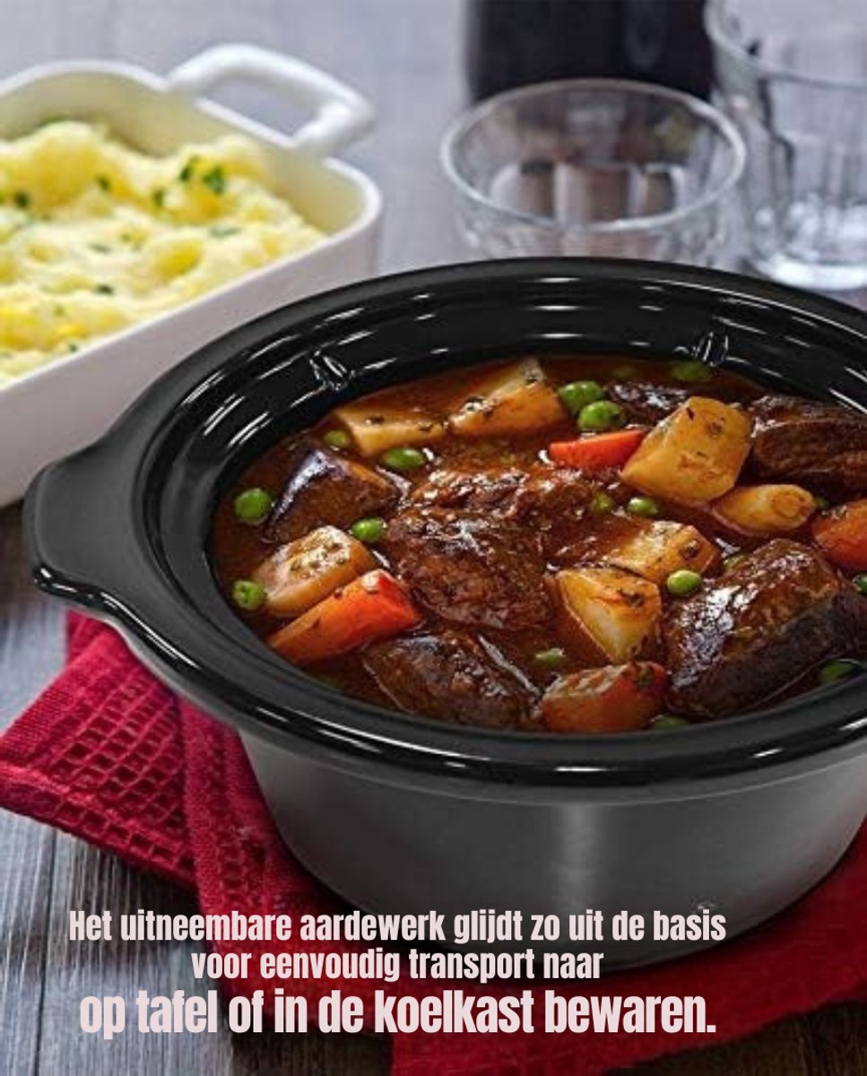 Florixa® Slowcooker met timer - Slowcooker - Crockpot - Zilver - 25cm x 25cm x 20cm – foto 2