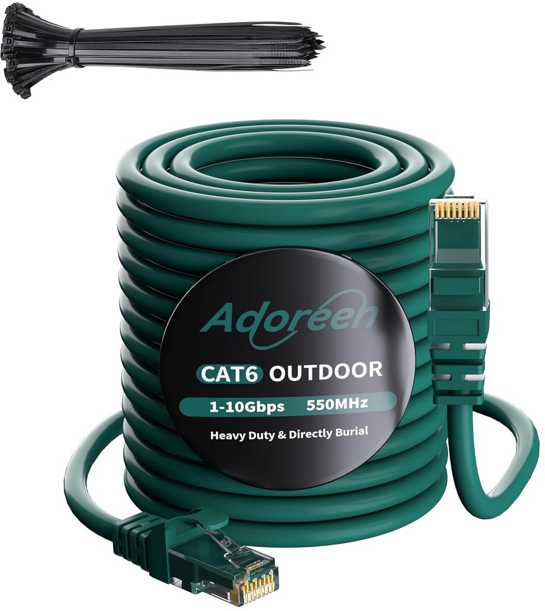 Ethernet Kabel Buiten Groen 90 Meter - Robuuste Cat6 Netwerkkabel voor Hoge Snelheid Internet en PoE Camera's