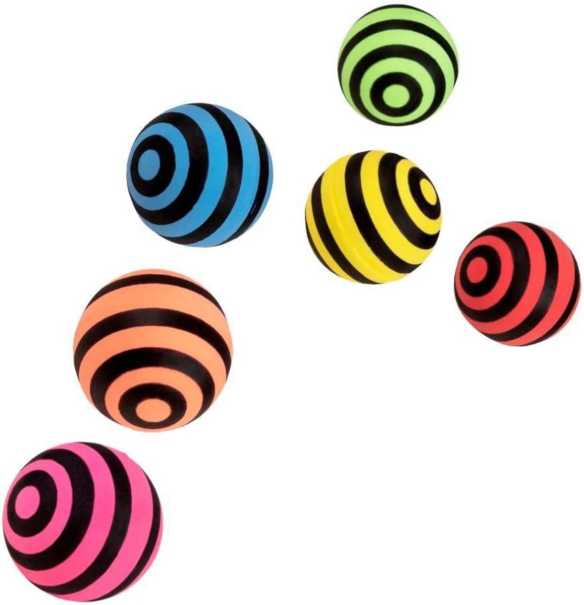 Set van 6 Gestreepte Stuiterballen (3 cm) - Ideaal als Piñata Vulling of Feestartikelen
