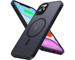 Hoesje Geschikt voor Apple iPhone 11 - Compatibel met MagSafe - Matte Beschermhoes - Back Cover met Magneet - Geschikt voor Draadloos Opladen met Magnetische Ring - Zwart