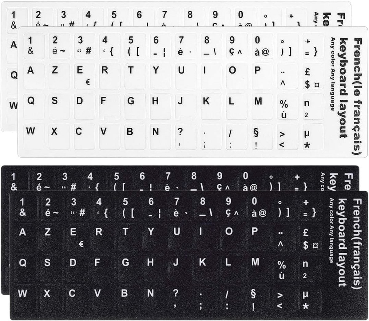 4 Stuks Frans Toetsenbord Stickers Vervanging Zwart Wit