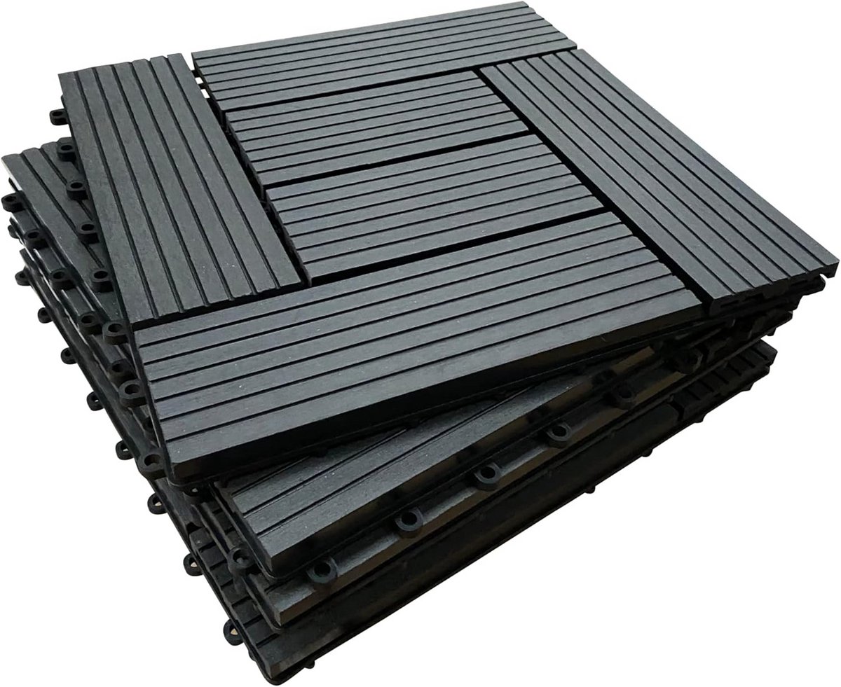 Composiet Mozaïek Terrastegels - Kliksystemen voor Balkon, Terras en Tuin - Ebbenhout Look