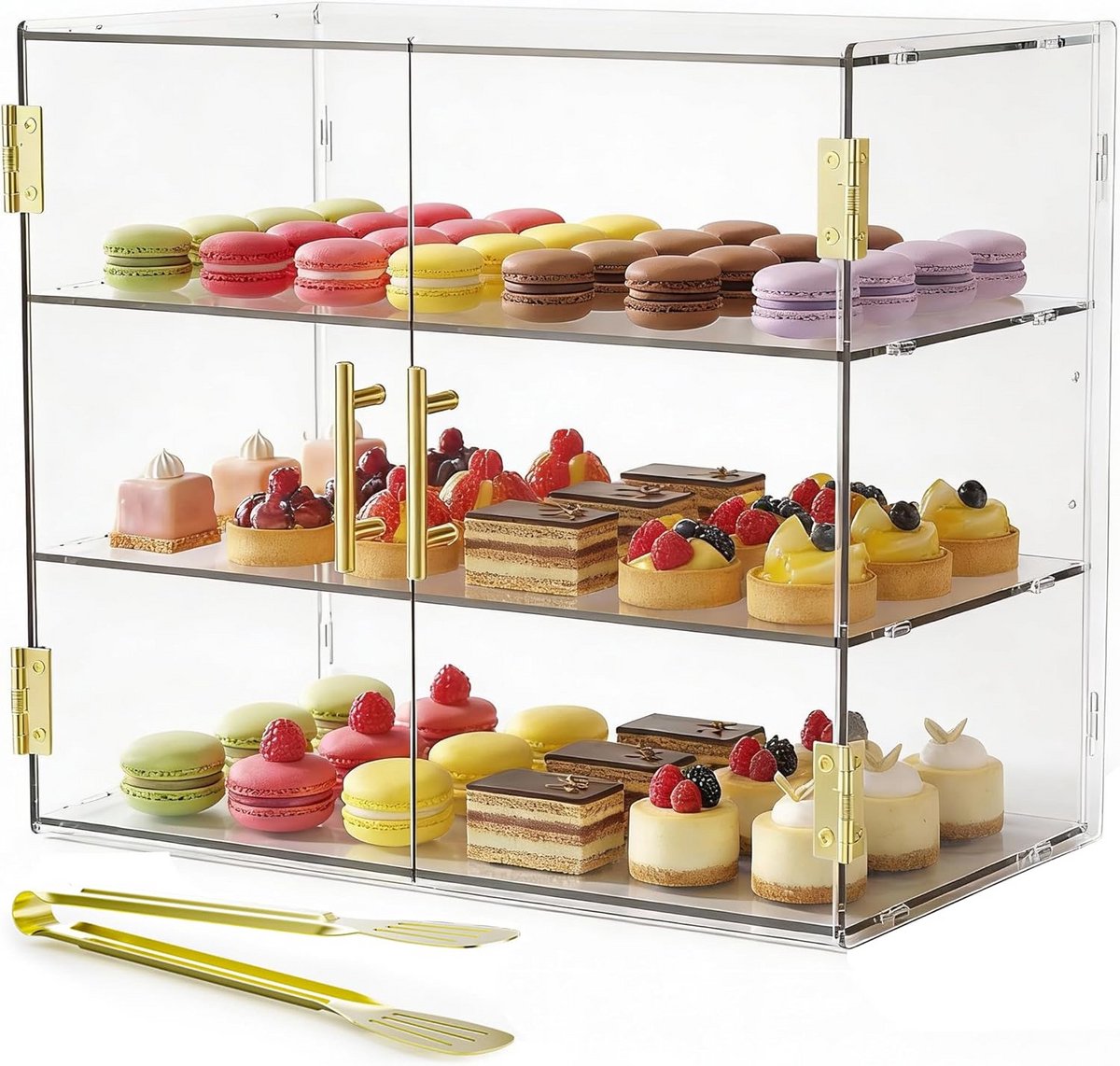 3-Laags Acryl Taartvitrine voor Desserts en Brood - Countertop Display