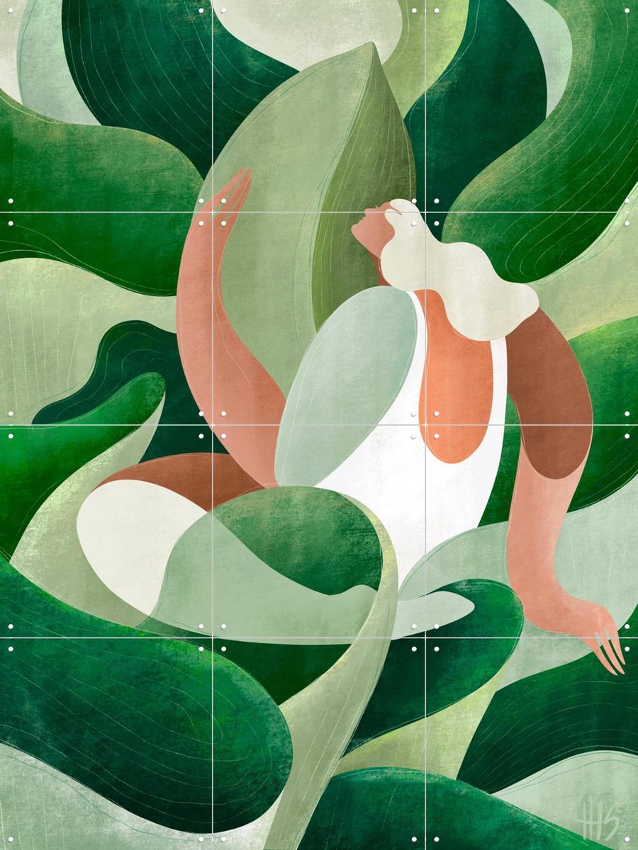 IXXI Green, Maggie Stephenson - 60 x 80 cm - Gratis ophangtool - Grote wanddecoratie en posters - Digitale Kunst, Kleurrijk, Illustraties