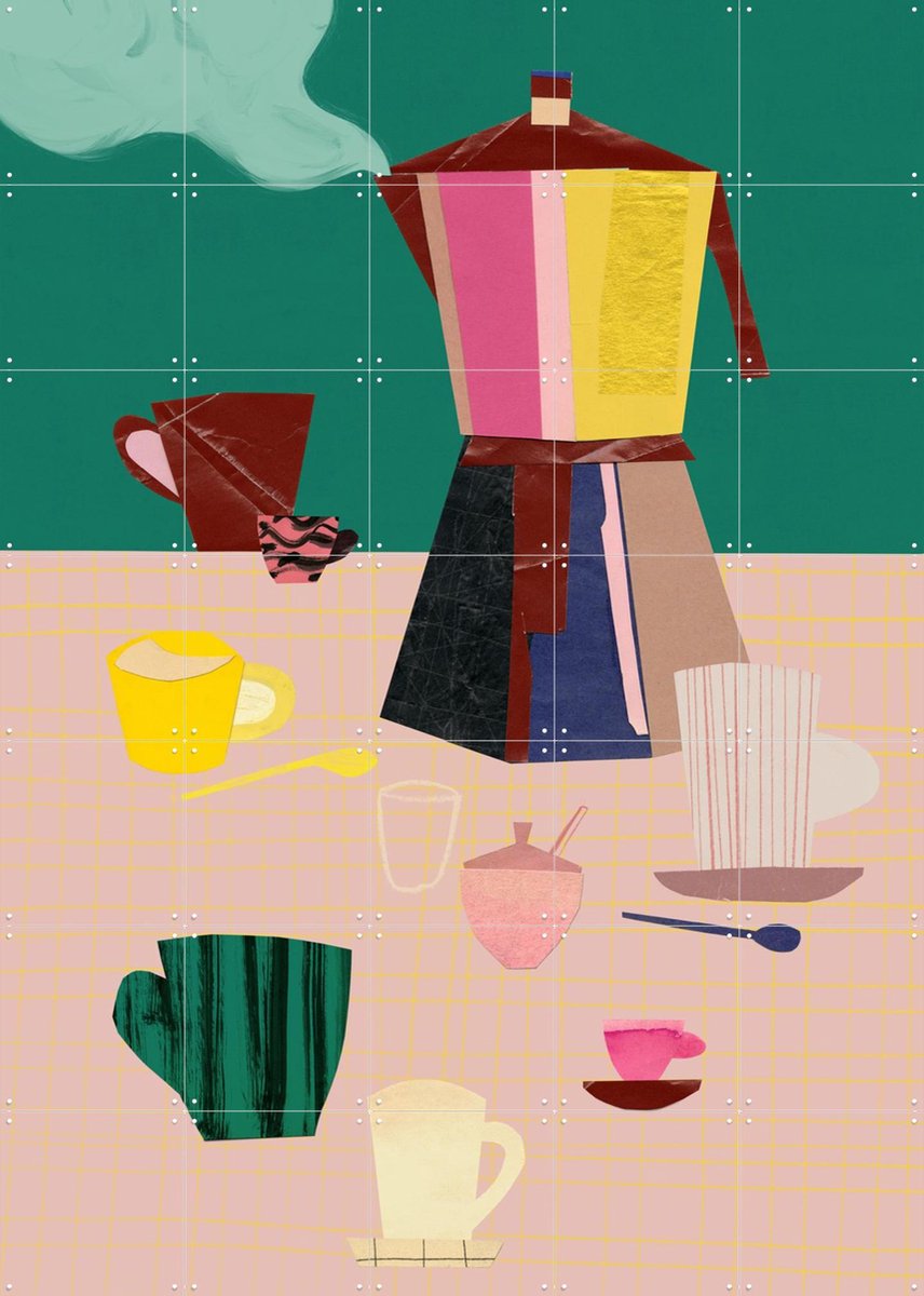IXXI Espresso 7, Signorinah - 100 x 140 cm - Gratis ophangtool - Grote wanddecoratie en posters - Illustraties, Vintage, Kleurrijk, Eten & Drinken