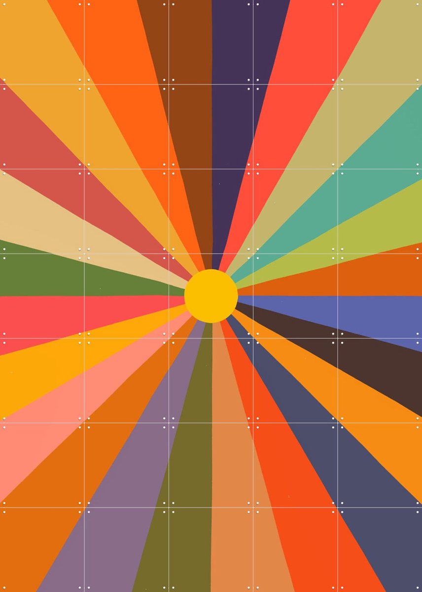 IXXI Sun, Florent Bodart - 100 x 140 cm - Gratis ophangtool - Grote wanddecoratie en posters - Kleurrijk, Kinderkamer, Kinderen