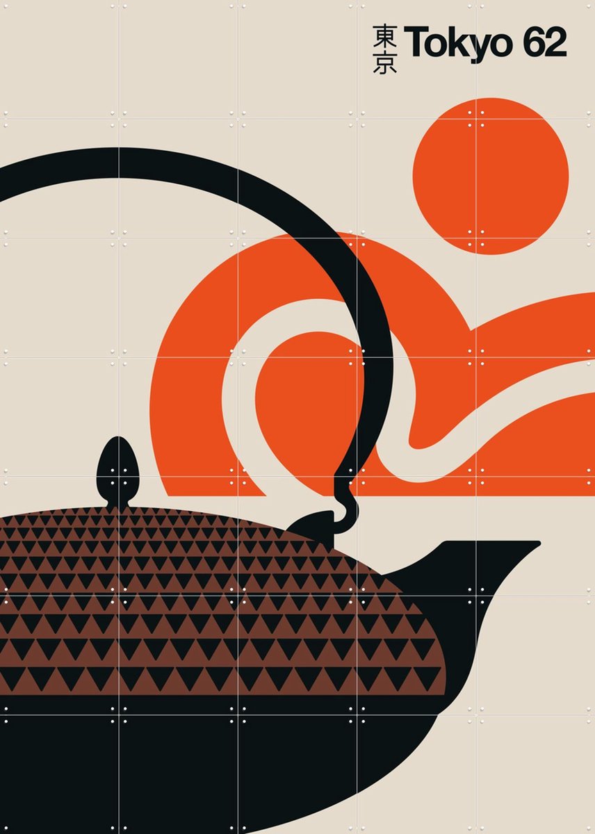 IXXI Tokyo 62, Bo Lundberg - 100 x 140 cm - Gratis ophangtool - Grote wanddecoratie en posters - Kleurrijk, Illustraties, Vintage, Eten & Drinken