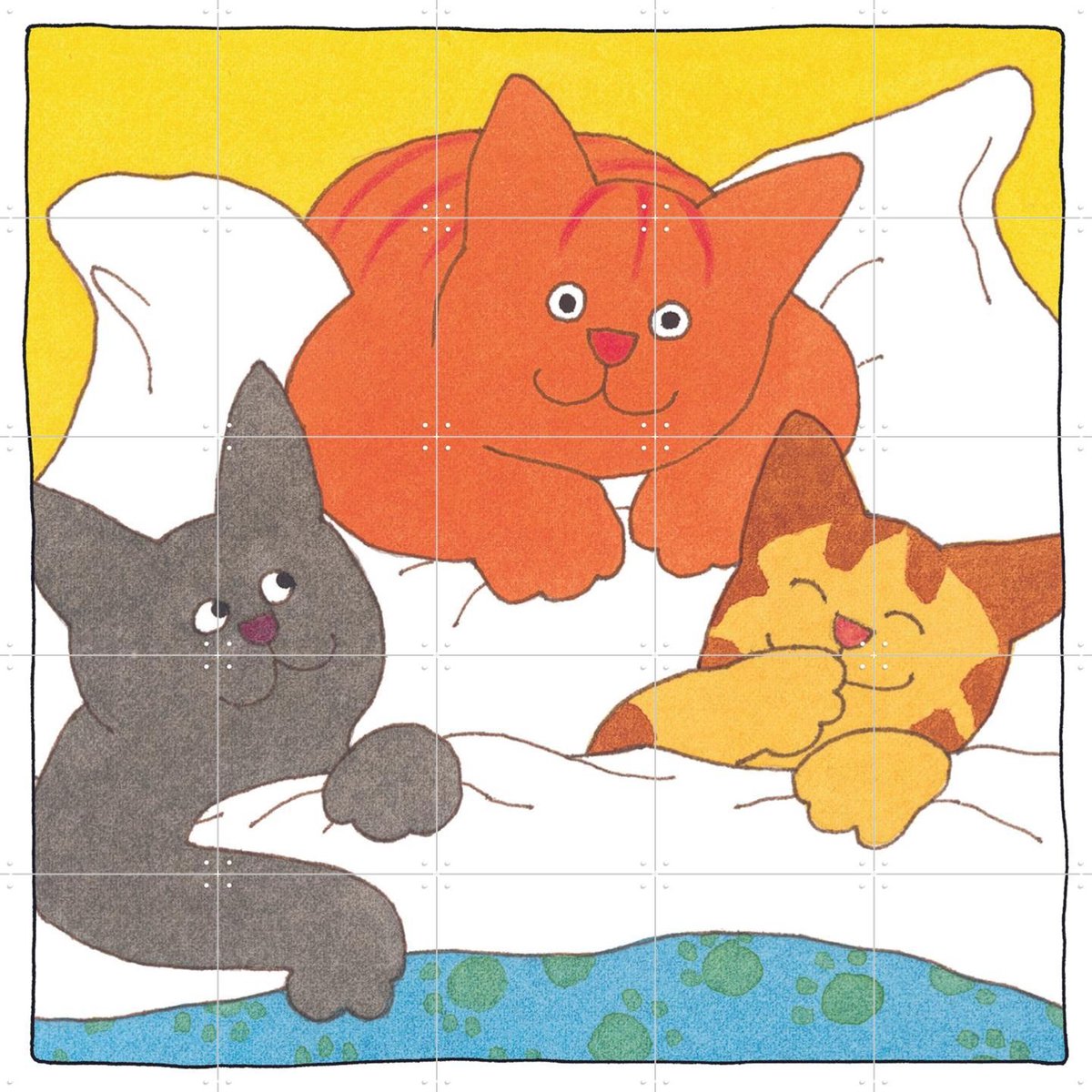 IXXI Dikkie Dik Bedtijd, Dikkie Dik - 100 x 100 cm - Gratis ophangtool - Grote wanddecoratie en posters - Kleurrijk, Illustraties, Cartoonesk, Speels