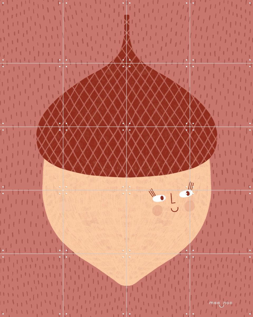 IXXI Acorn, Maa-noo - 80 x 100 cm - Gratis ophangtool - Grote wanddecoratie en posters - Speels, Illustraties, Kinderkamer, Kinderen, Natuur, Winter