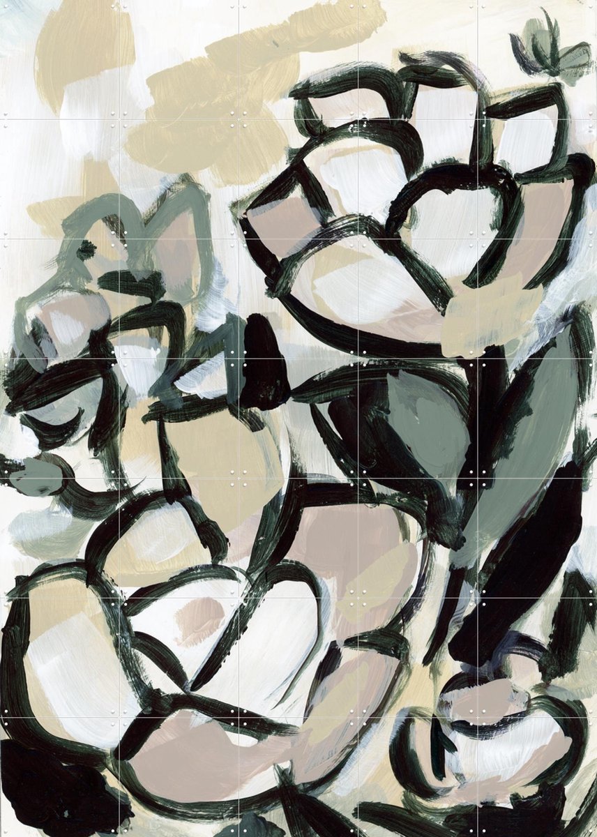 IXXI Chantilly, Green Barn Studio - 100 x 140 cm - Gratis ophangtool - Grote wanddecoratie en posters - Abstract, Kwaststreken, Olieverf, Slaapkamer