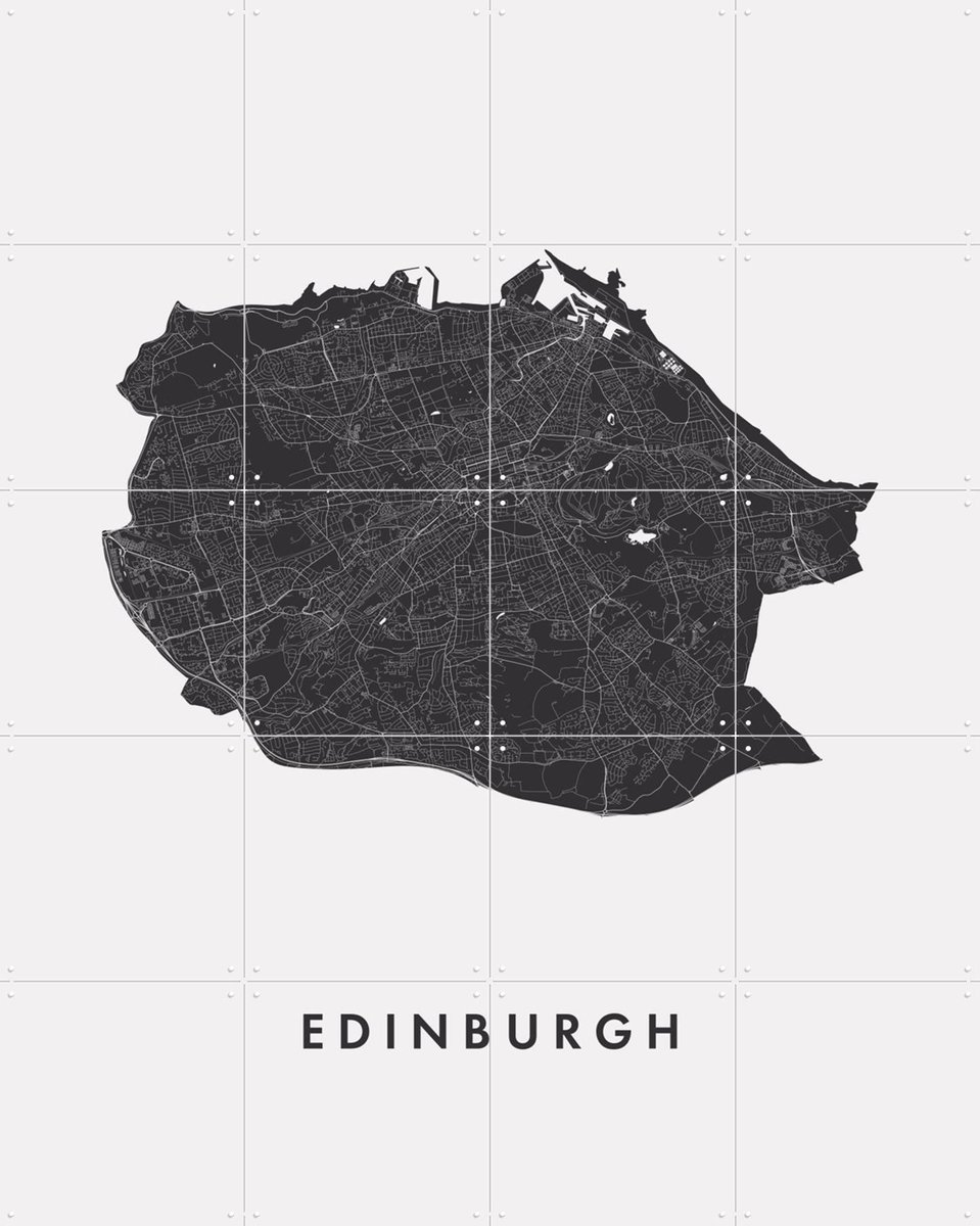 IXXI Edinburgh City Map, Kunst in Kaart - 80 x 100 cm - Gratis ophangtool - Grote wanddecoratie en posters - Grafisch Ontwerp, Minimalisme