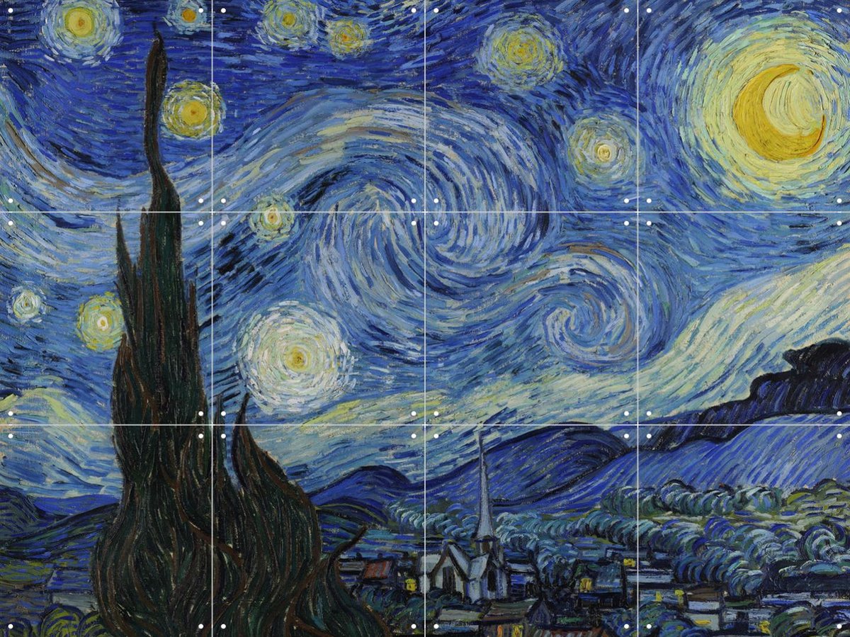 IXXI De Sterrennacht, Vincent van Gogh (1853 - 1890) - 80 x 60 cm - Gratis ophangtool - Grote wanddecoratie en posters - Klassiek, Impressionisme