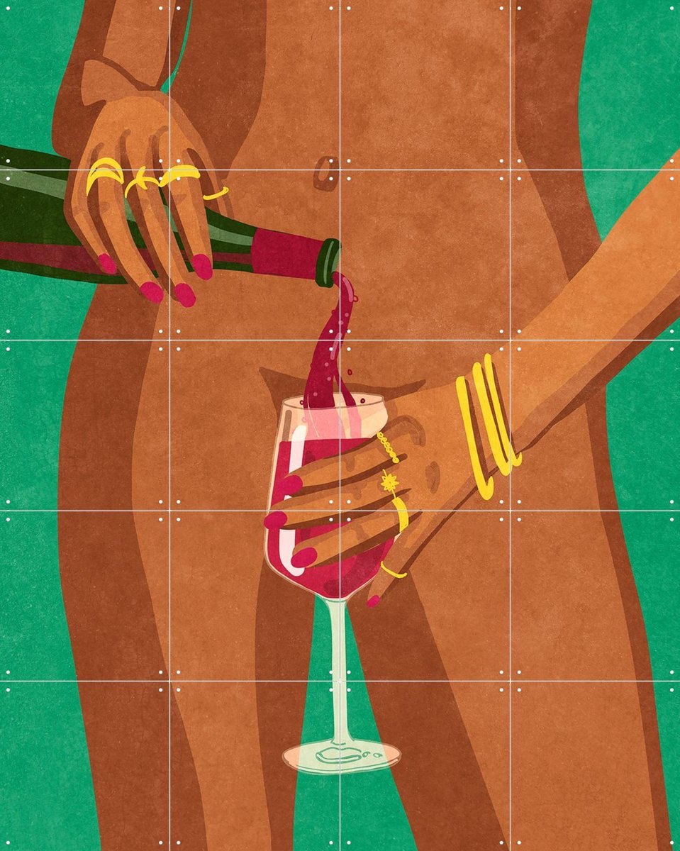 IXXI Wine And Me, Raissa Oltmanns - 80 x 100 cm - Gratis ophangtool - Grote wanddecoratie en posters - Illustraties, Digitale Kunst, Grafisch Ontwerp
