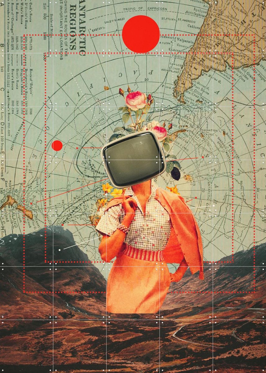 IXXI Antarctic Broadcast, Frank Moth - 100 x 140 cm - Gratis ophangtool - Grote wanddecoratie en posters - Vintage, Illustraties,