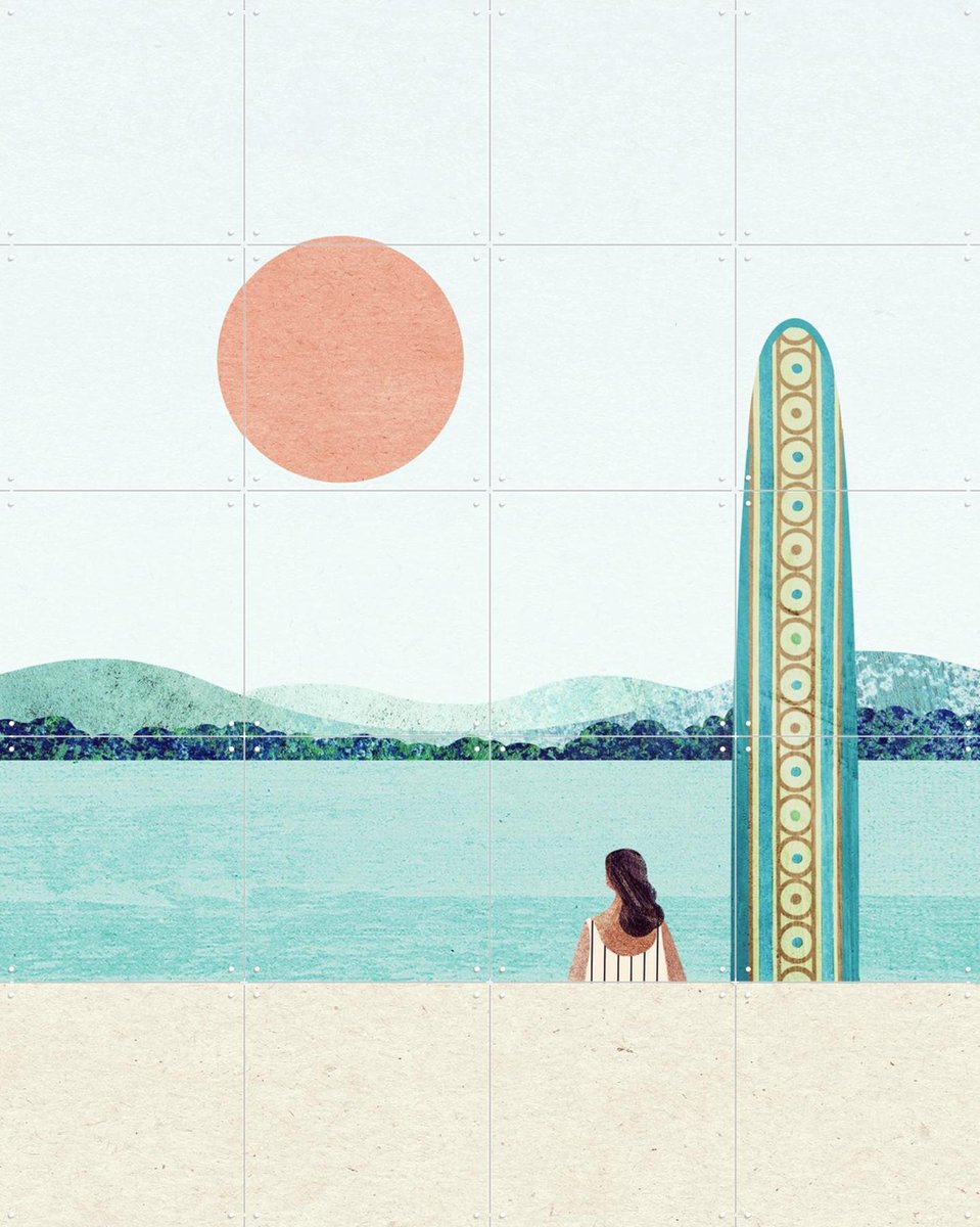 IXXI Waiting for the Wave, Henry Rivers - 80 x 100 cm - Gratis ophangtool - Grote wanddecoratie en posters - Illustraties, Zeelandschappen & Kust