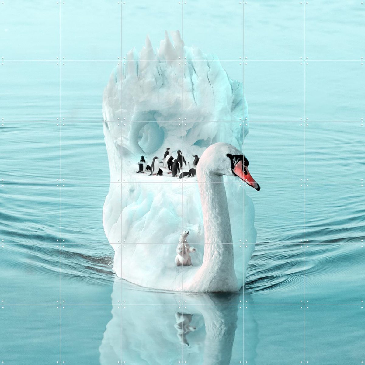 IXXI Responsibility, Julien Tabet - 120 x 120 cm - Gratis ophangtool - Grote wanddecoratie en posters - Surrealisme, Digitale Kunst, Woonkamer, Wilde