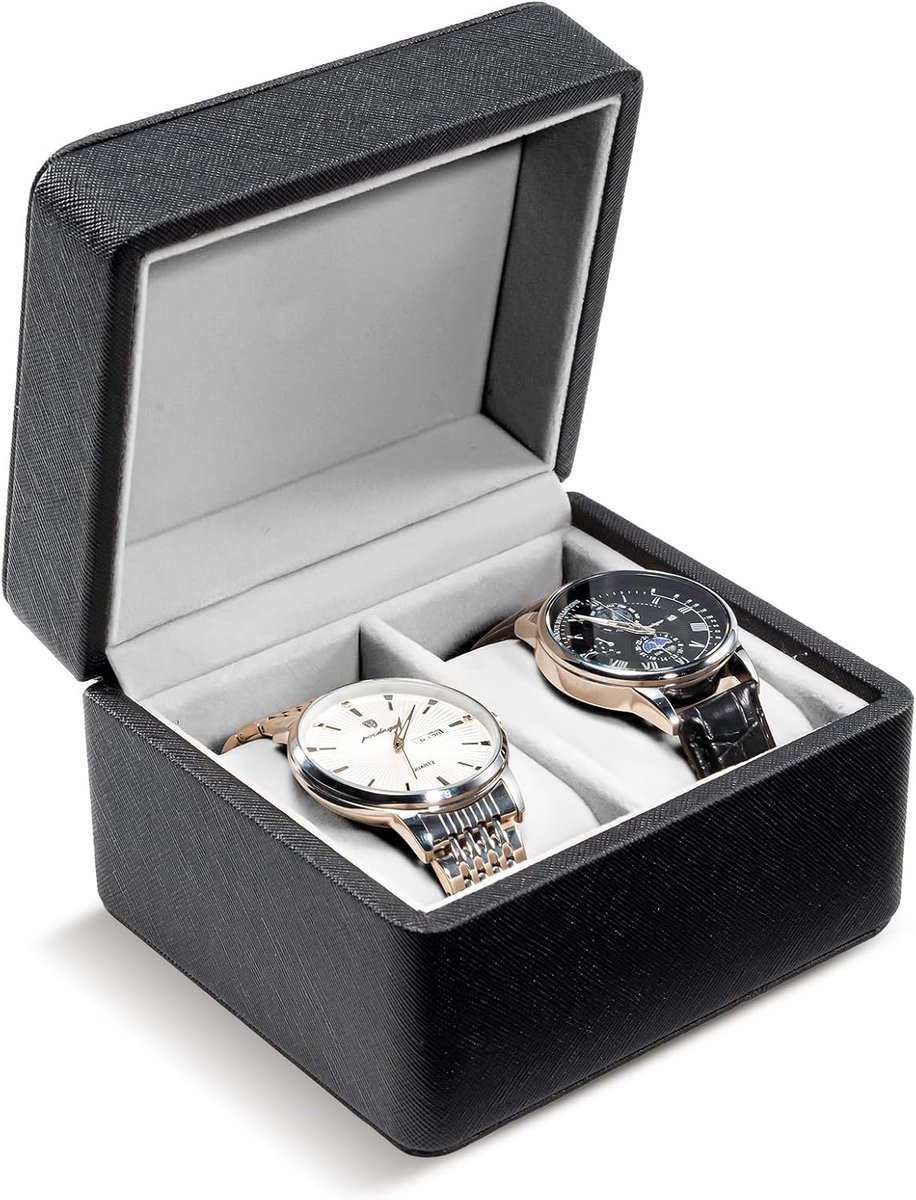 Luxe Horlogedoos voor 2 Horloges - PU Leer - Met Kussen - Geschikt voor Heren en Reizen