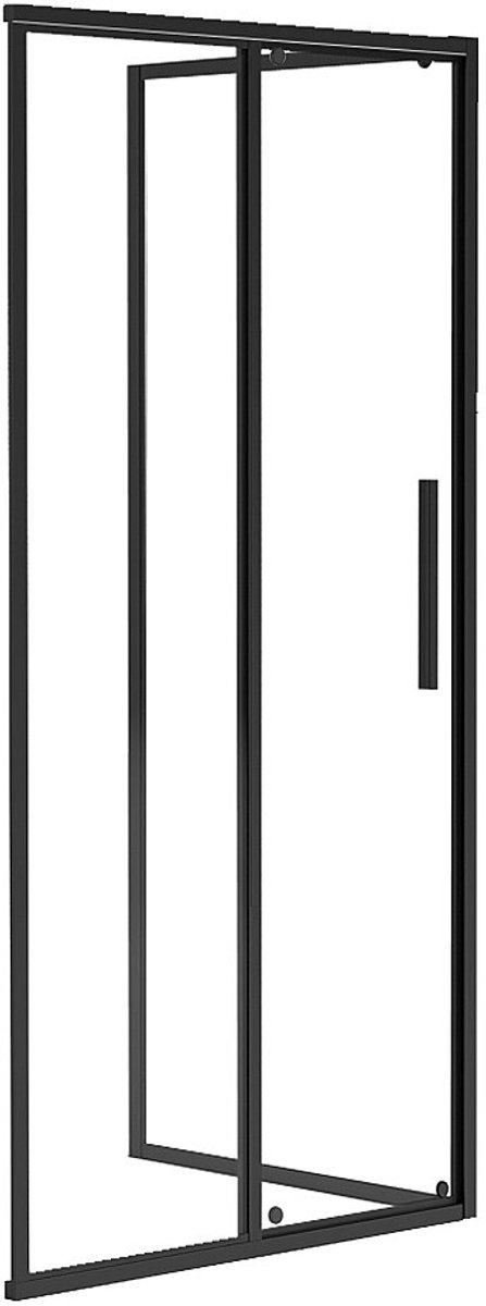 Vente-unique Douchewand met matzwarte schuifdeur in industriële stijl - 100 x 80 x 195 cm - TORONI