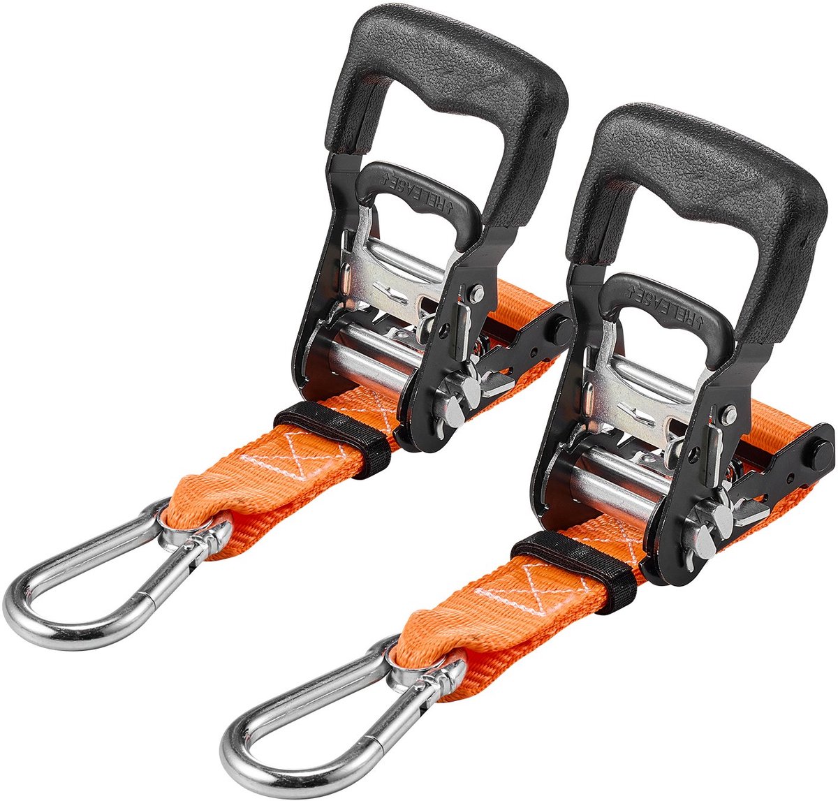 Spanbanden met ratel (sjorbanden) - Met karabijnhaken - Afmeting 3,8 cm x 1,83 m - Breeksterkte 1100 kg - Set van 2 - Inclusief draagtas